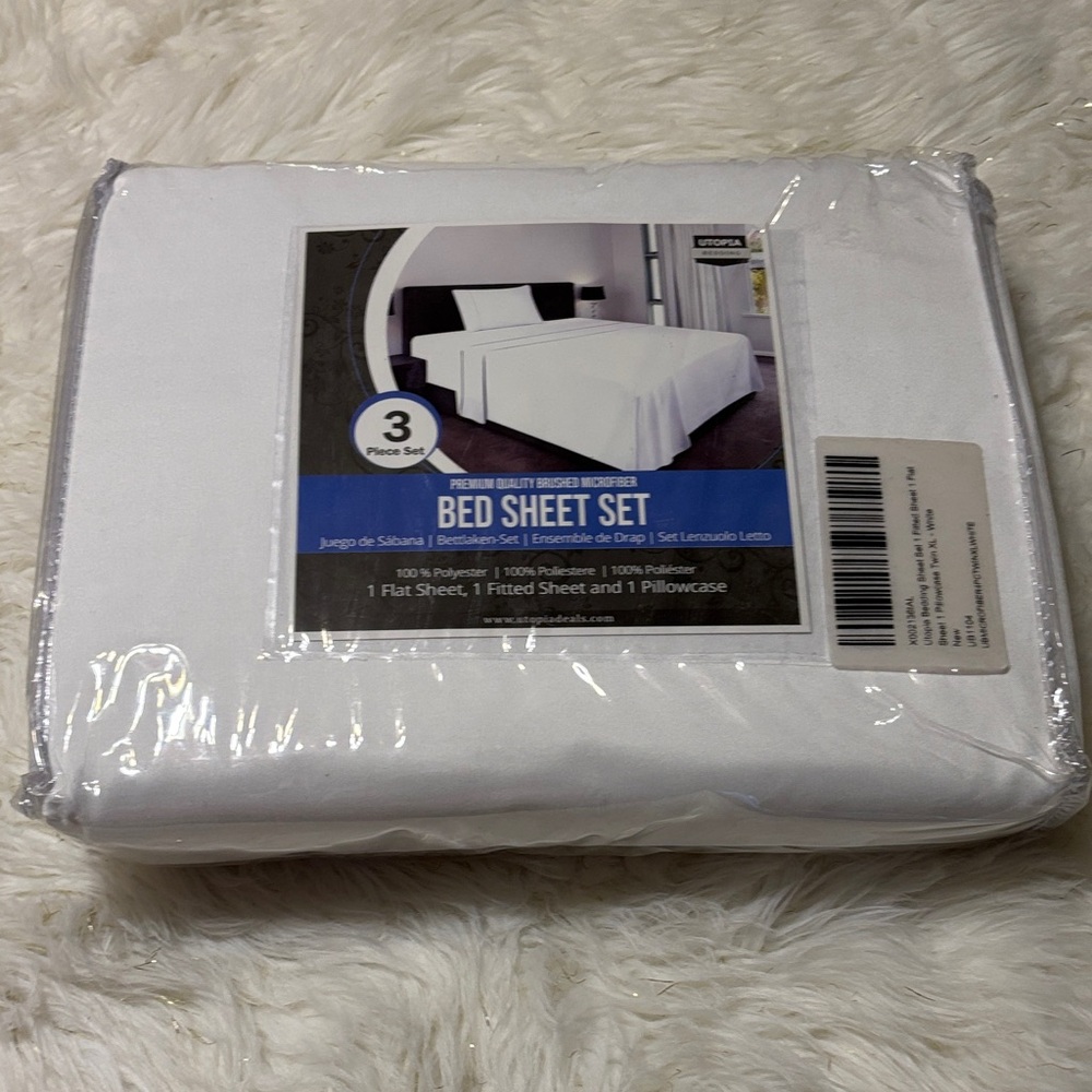 Topia Twin XL White Bed Sheet Set